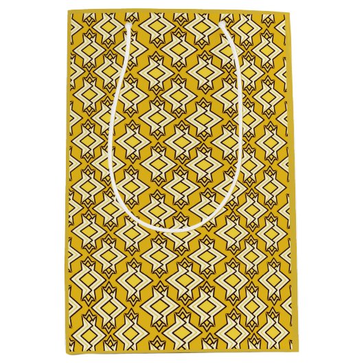 Art Deco Wallpaper Pattern, Mustard Gold Medium Cadeauzakje (Voorkant)