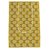 Art Deco Wallpaper Pattern, Mustard Gold Medium Cadeauzakje (Achterkant)