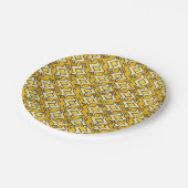 Art Deco Wallpaper Pattern, Mustard Gold Papieren Bordje (Gekanteld)