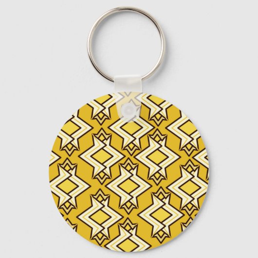 Art Deco Wallpaper Pattern, Mustard Gold Sleutelhanger (Voorkant)