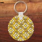 Art Deco Wallpaper Pattern, Mustard Gold Sleutelhanger (Voorkant)
