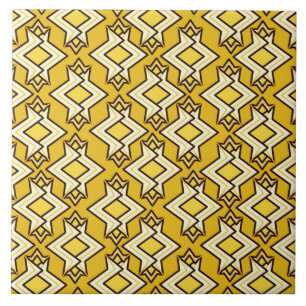 Art Deco Wallpaper Pattern, Mustard Gold Tegeltje