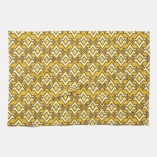 Art Deco Wallpaper Pattern, Mustard Gold Theedoek (Horizontaal)