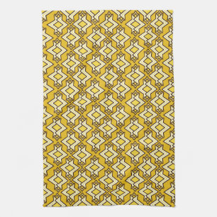 Art Deco Wallpaper Pattern, Mustard Gold Theedoek