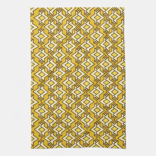 Art Deco Wallpaper Pattern, Mustard Gold Theedoek (Verticaal)