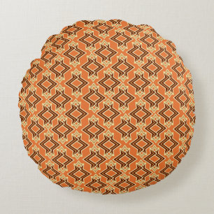 Art Deco Wallpaper Pattern, Terracotta / Rust Rond Kussen