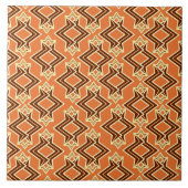 Art Deco Wallpaper Pattern, Terracotta / Rust Tegeltje (Voorkant)