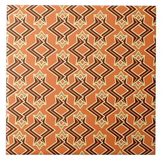 Art Deco Wallpaper Pattern, Terracotta / Rust Tegeltje (Voorkant)