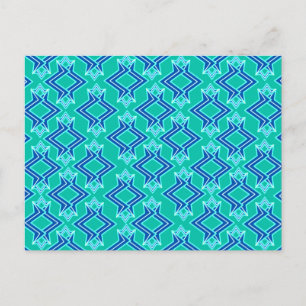 Art Deco Wallpaper Pattern, Turquoise en Cobalt Briefkaart
