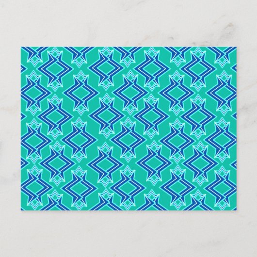 Art Deco Wallpaper Pattern, Turquoise en Cobalt Briefkaart (Voorkant)
