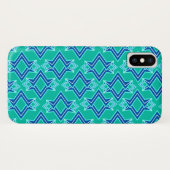 Art Deco Wallpaper Pattern, Turquoise en Cobalt Case-Mate iPhone Case (Achterkant (horizontaal))