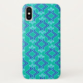 Art Deco Wallpaper Pattern, Turquoise en Cobalt Case-Mate iPhone Case (Achterkant)