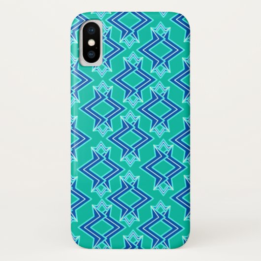 Art Deco Wallpaper Pattern, Turquoise en Cobalt Case-Mate iPhone Case (Achterkant)