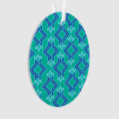 Art Deco Wallpaper Pattern, Turquoise en Cobalt Ornament (voorkant)