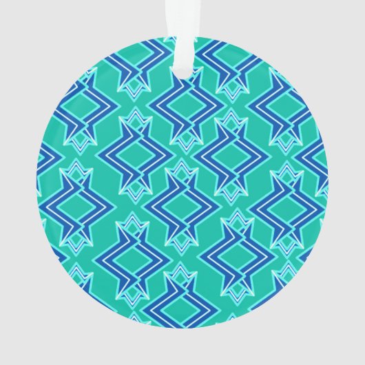 Art Deco Wallpaper Pattern, Turquoise en Cobalt Ornament (achterkant)