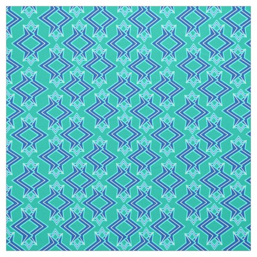Art Deco Wallpaper Pattern, Turquoise en Cobalt Stof (Swatch)