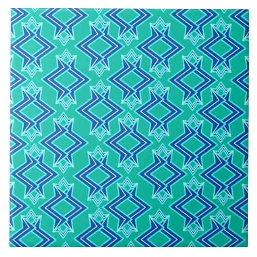 Art Deco Wallpaper Pattern, Turquoise en Cobalt Tegeltje (Voorkant)
