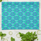 Art Deco Wallpaper Pattern, Turquoise en Cobalt Theedoek (Gevouwen)