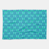 Art Deco Wallpaper Pattern, Turquoise en Cobalt Theedoek (Horizontaal)