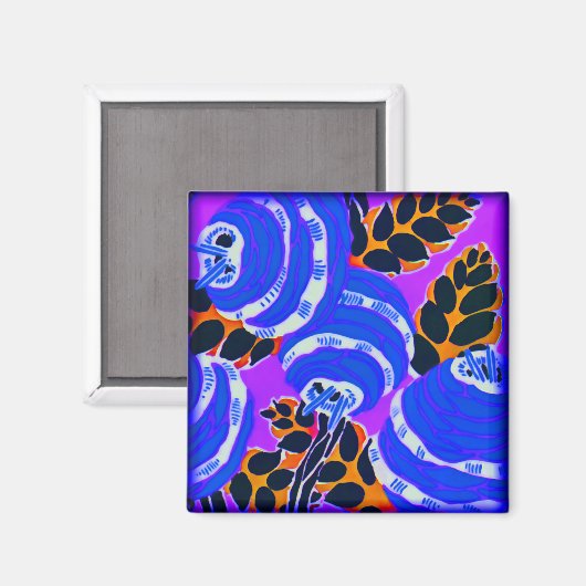 Art Deco Wandbloemen - Blues+ (magneet) Magneet (Voorkant / Achterkant)