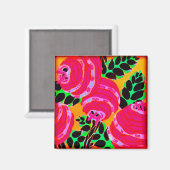 Art Deco Wandbloemen - Hot Pink+ (magneet) Magneet (Voorkant / Achterkant)
