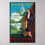 Art Deco Washington Reis Poster<br><div class="desc">Dit is een digitaal verbeterde foto van een  Art Deco Washington,  Pennsylvania Railroad Tourism poster van Edward M. Eggleston. Het kenmerkt een jonge vrouw die een trein verlaat.</div>