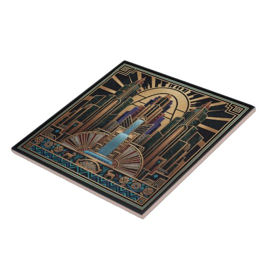 Art Deco Waterfall Architectural Pat#3 ID1196 Tegeltje (Zijkant)