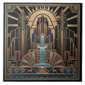 Art Deco Waterval Architecturaal Pat#3 ID1196 Tegeltje (Voorkant)