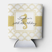 Art Deco Wave Gold Glitter Seahorse Beach Blikjeskoeler (Voorkant)