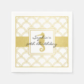 Art Deco Wave Gold Glitter Seahorse Beach Servet (Voorkant)