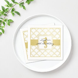 Art Deco Wave Gold Glitter Seahorse Beach Servet