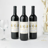 Art Deco Wave Gold Glitter Seahorse Birthday Wijn Etiket