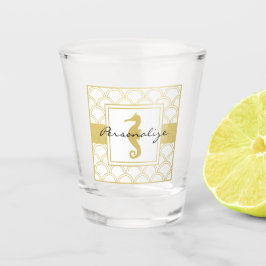 Art Deco Wave Gold Glitter Seahorse Shot Glas