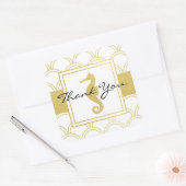 Art Deco Wave Gold Glitter Seahorse Vierkante Sticker (Envelop)