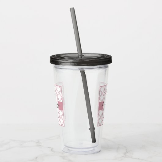 Art Deco Wave Patten Pink Flamingo Acryl Drinkbeker (Links)