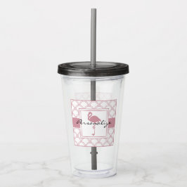 Art Deco Wave Patten Pink Flamingo Acryl Drinkbeker