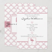 Art Deco Wave Patten Pink Flamingo Birthday Kaart (Voorkant / Achterkant)