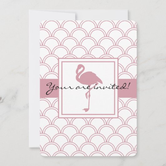 Art Deco Wave Patten Pink Flamingo Birthday Kaart (Achterkant)