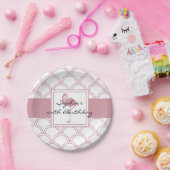 Art Deco Wave Patten Pink Flamingo Birthday Papieren Bordje (Feest)