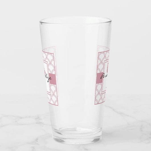 Art Deco Wave Patten Pink Flamingo Glas (Links)