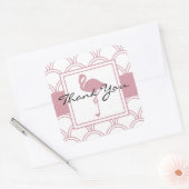 Art Deco Wave Patten Pink Flamingo Hartelijk dank Vierkante Sticker (Envelop)
