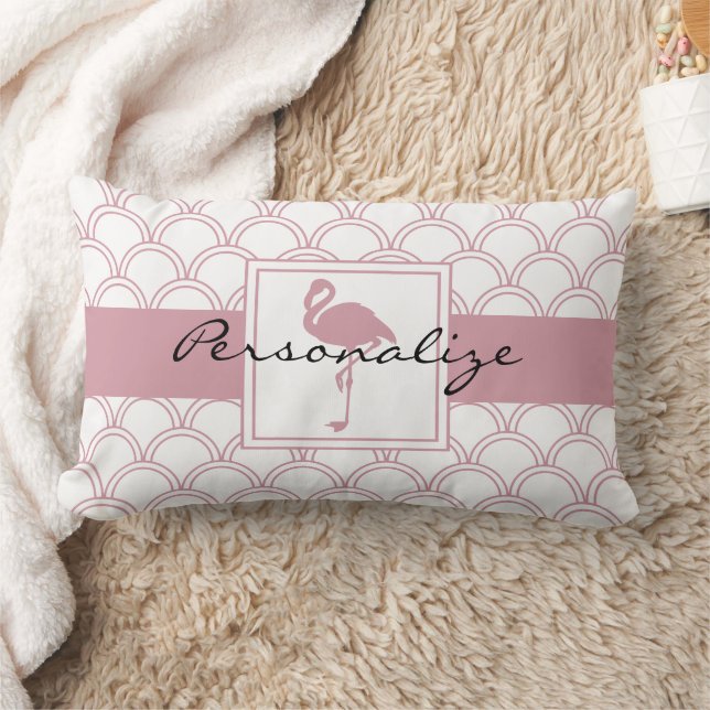 Art Deco Wave Patten Pink Flamingo Kussen (Deken)