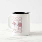 Art Deco Wave Patten Pink Flamingo Tweekleurige Koffiemok (Voorkant links)