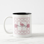 Art Deco Wave Patten Pink Flamingo Tweekleurige Koffiemok (Links)