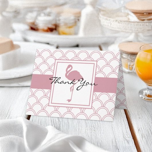 Art Deco Wave Patten roze Flamingo Hartelijk dank Bedankkaart