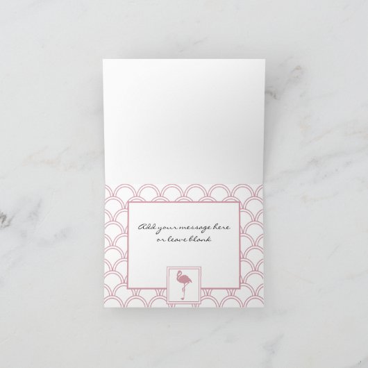 Art Deco Wave Patten roze Flamingo Hartelijk dank Bedankkaart (Binnen)