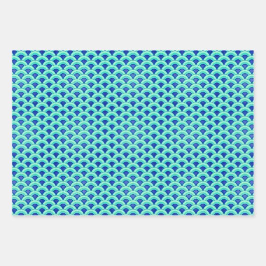 Art Deco Wave Pattern, Aqua, Maroon, Jade Green Inpakpapier Vel (Voorkant)