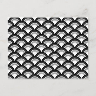 Art Deco wave pattern - black and white Briefkaart