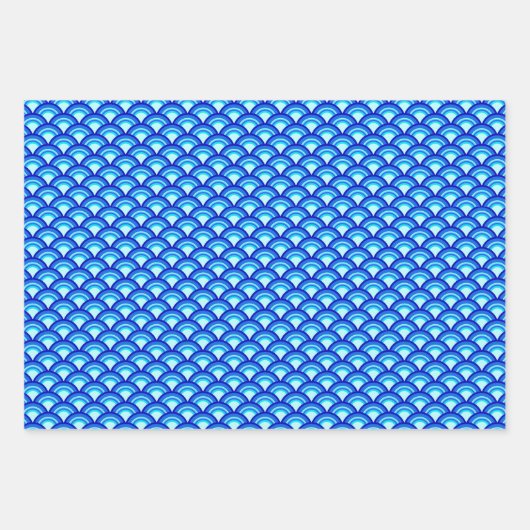 Art Deco Wave Pattern, zwart/wit, roze, blauw Inpakpapier Vel (Voorkant 3)