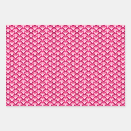 Art Deco Wave Pattern, zwart/wit, roze, blauw Inpakpapier Vel (Voorkant 2)